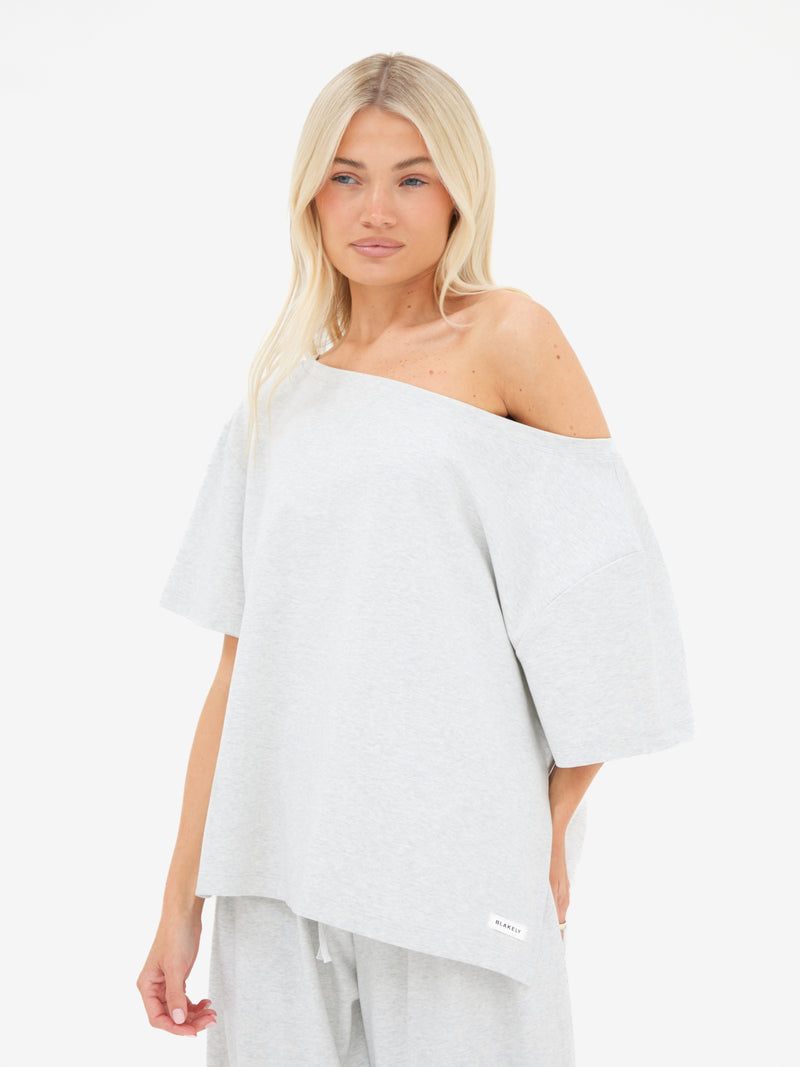 Cleo Off The Shoulder Top - Mergelgrau