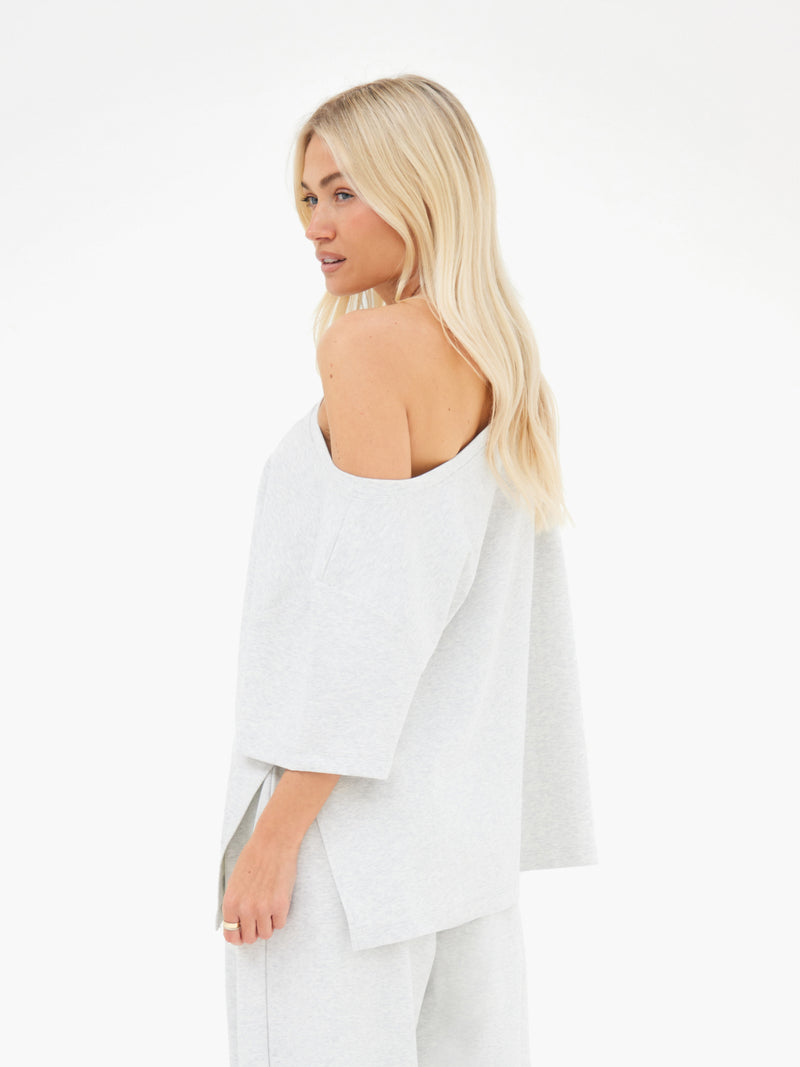 Cleo Off The Shoulder Top - Mergelgrau