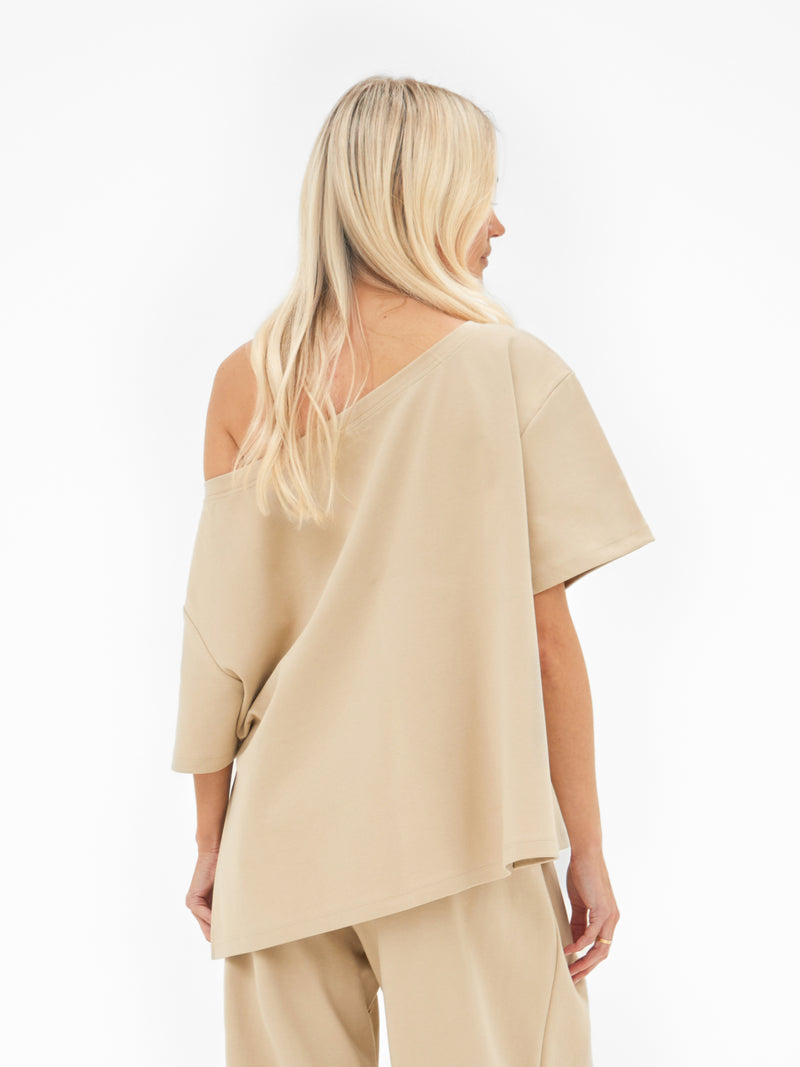 Cleo Off The Shoulder Top - Zacht bruin