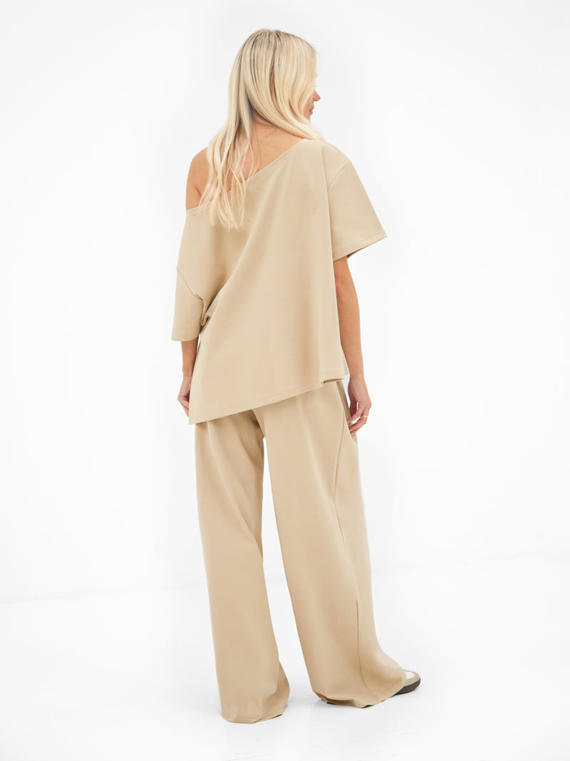 Cleo Off The Shoulder Top - Zacht bruin