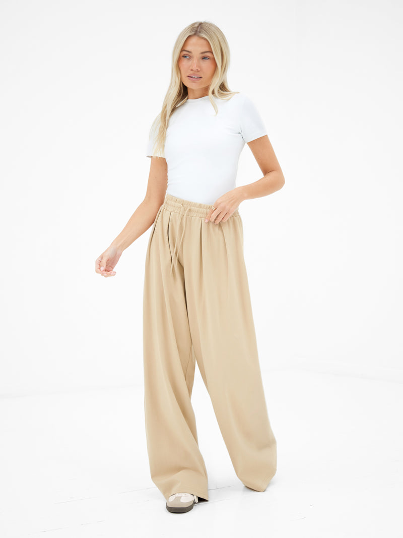 Cleo Wide Leg Trousers - Soft Tan