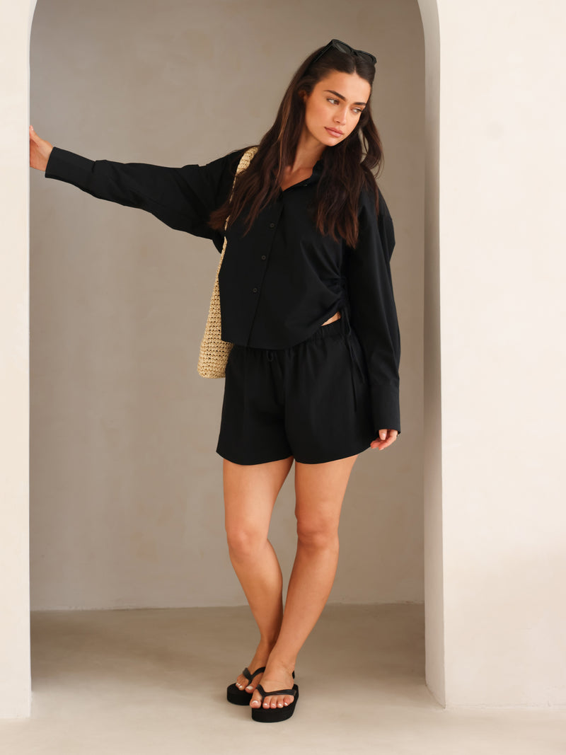 Kaia Poplin Shorts - Noire