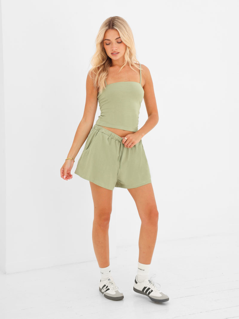 Ayla Cotton Shorts - Vert Chaud
