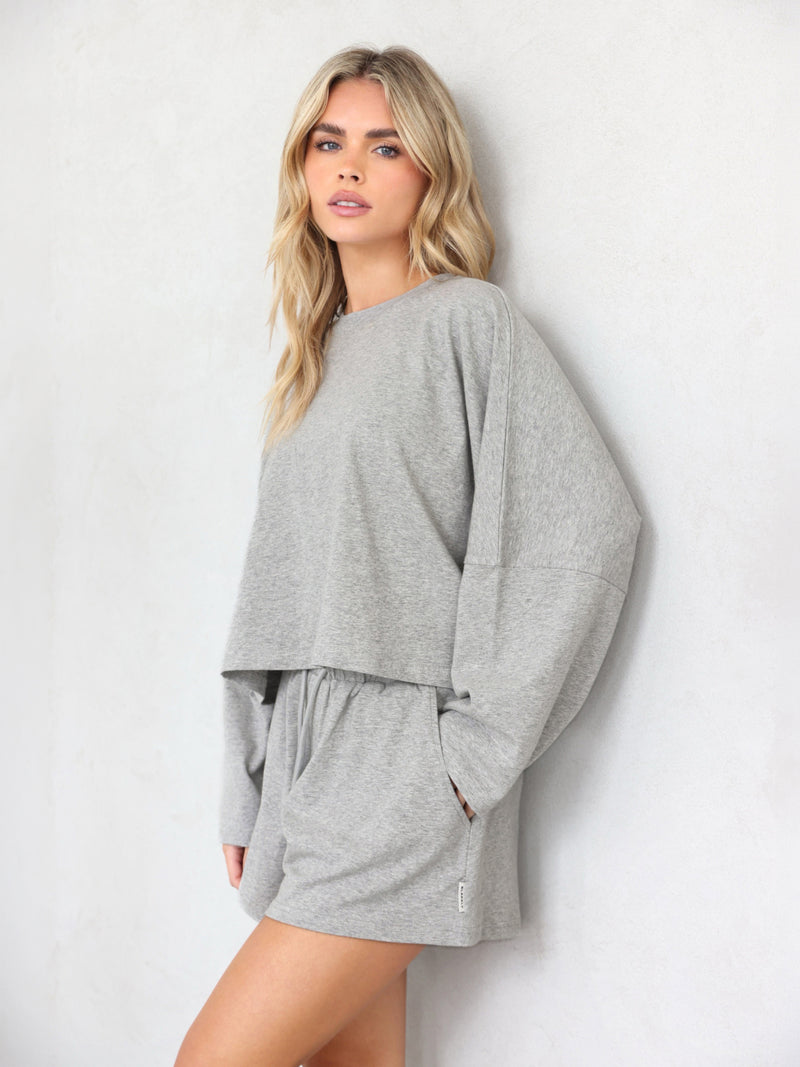 Ayla Cotton Shorts - Gris chiné