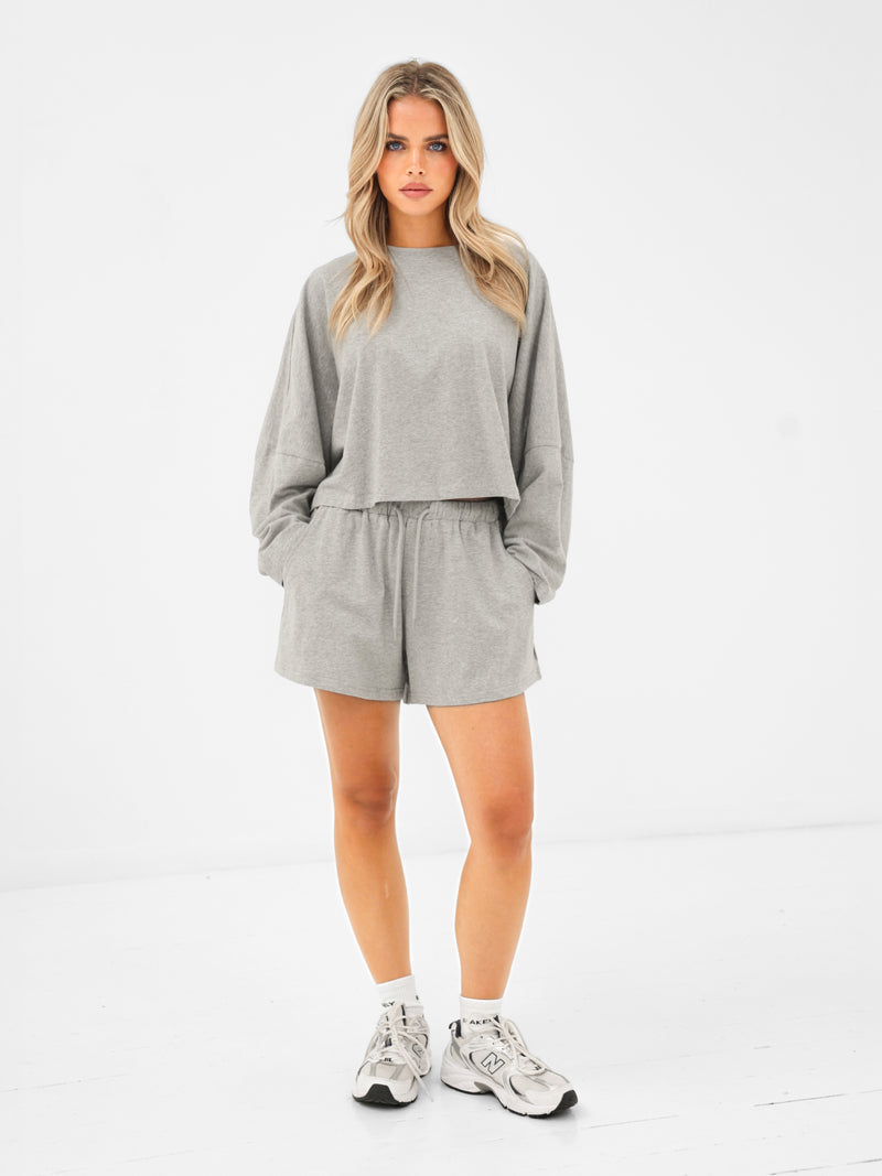 Ayla Cotton Shorts - Gris chiné