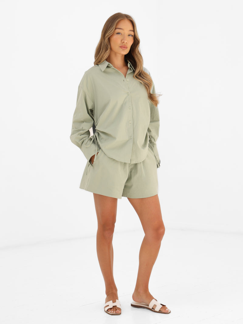 Kaia Poplin Shorts - Pistache