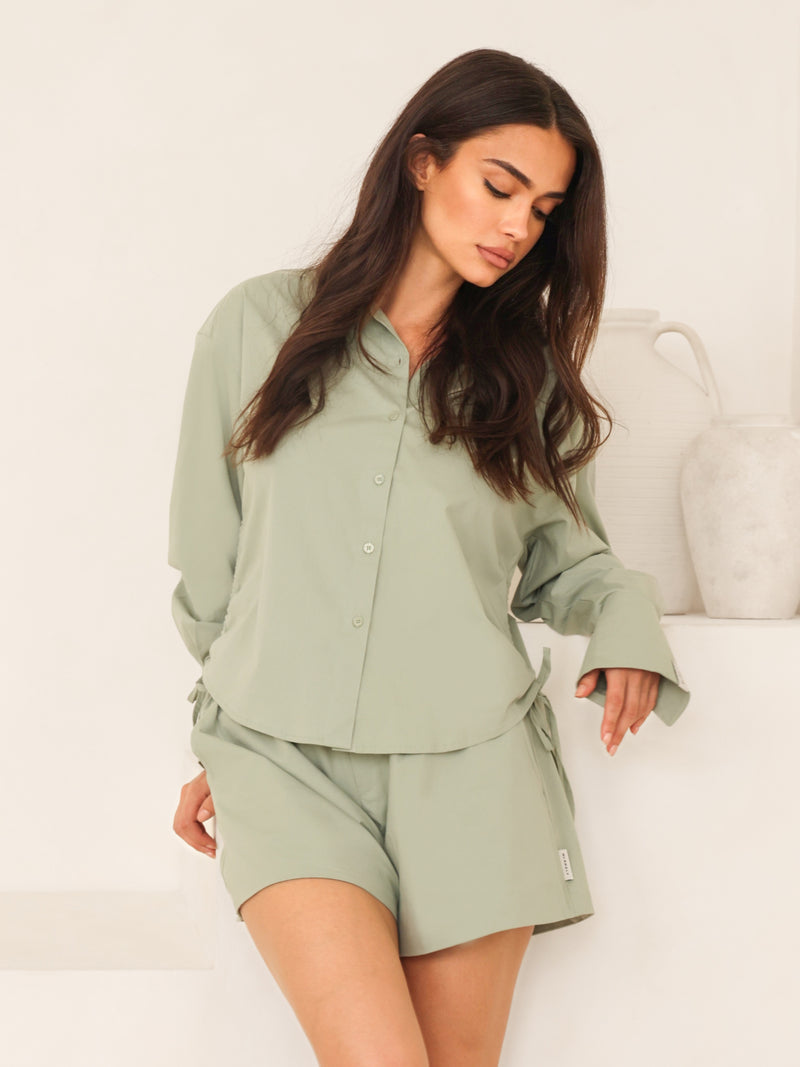 Kaia Poplin Shorts - Pistache