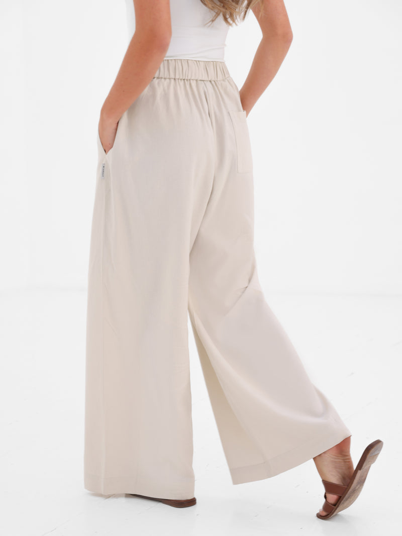 Alessia Linen Trousers - Cremefarben