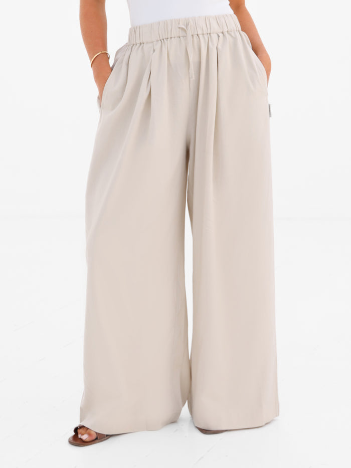 Alessia Linen Trousers - Cremefarben