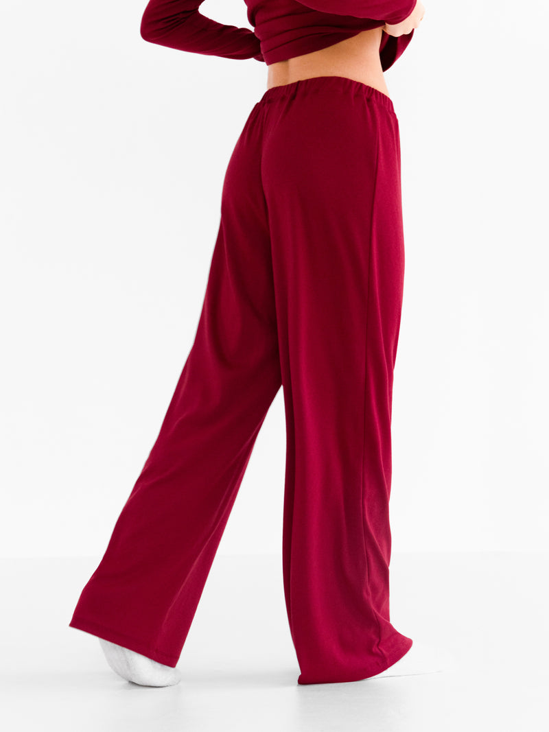 Rosie Pointelle Trousers - Soft Burgundy