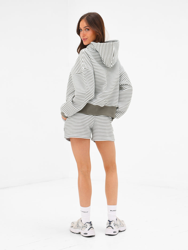 Shay Striped Hoodie - Safari Green