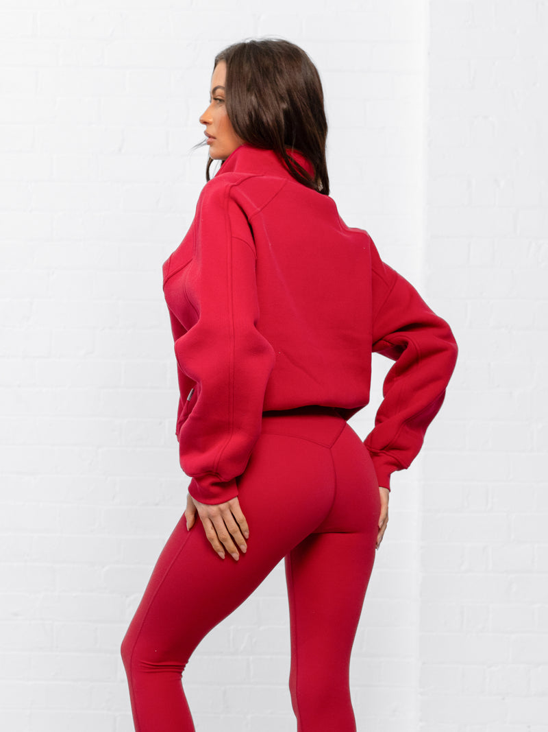 Addie 1/4 Zip Jumper - Cherry Red