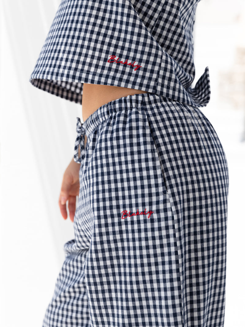 Lottie Gingham Trousers - Marine