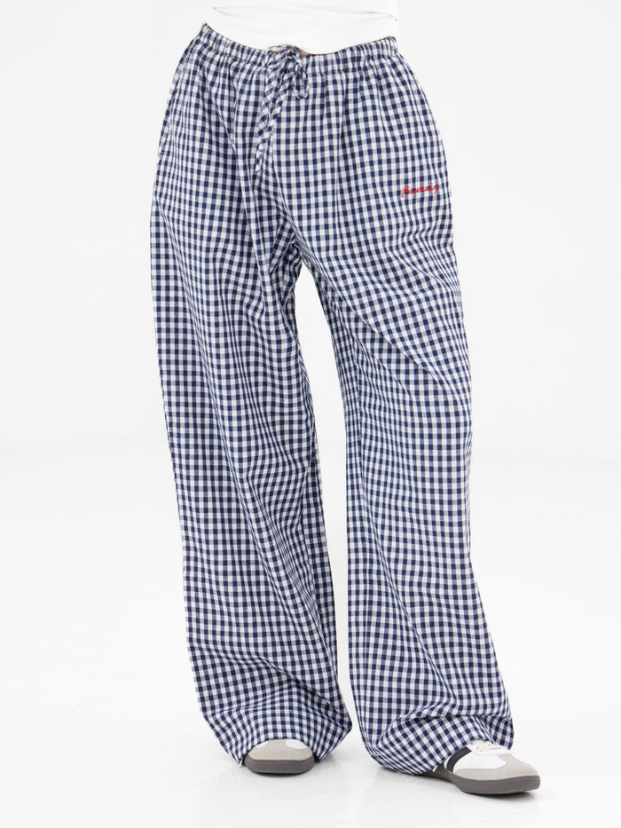 Lottie Gingham Trousers - Marine