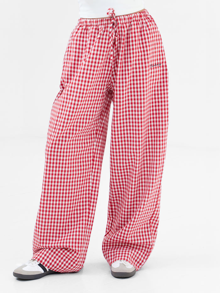 Lottie Gingham Trousers - Rood