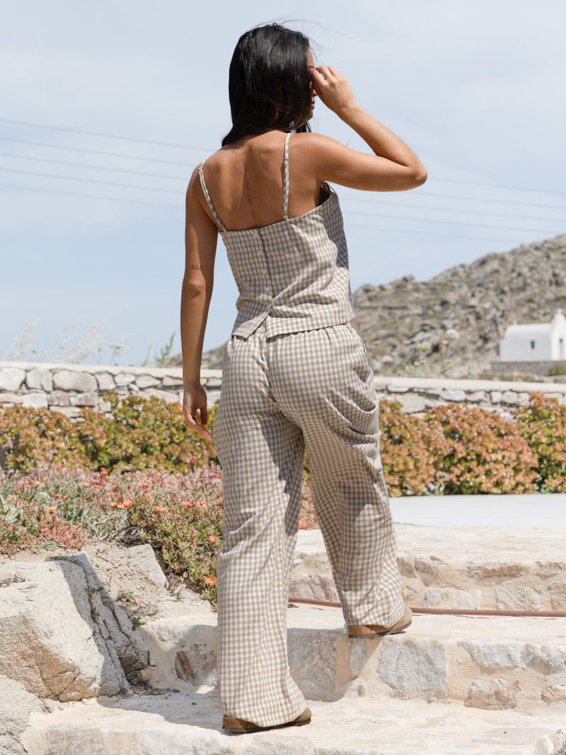 Lottie Gingham Trousers - Bräunen