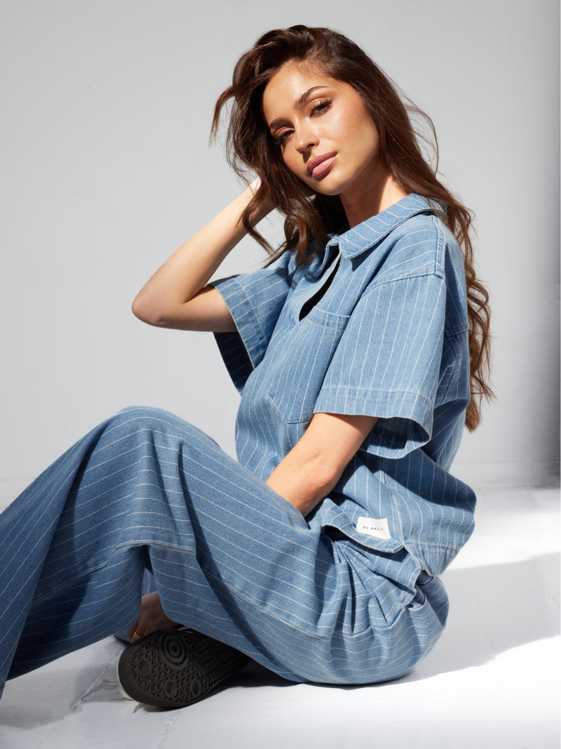 Tatum Denim Rugby Shirt - Mittelblau
