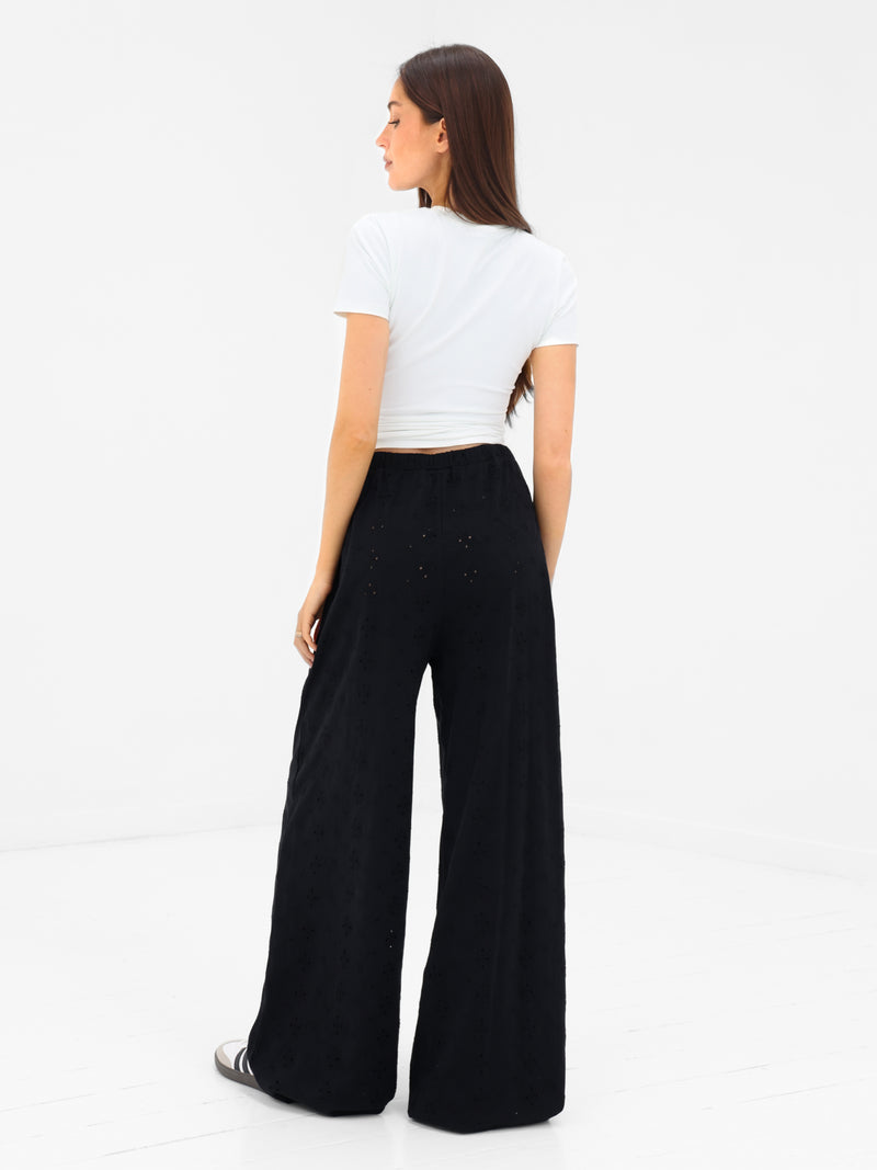 Amina Wide Leg Trousers - Schwarz
