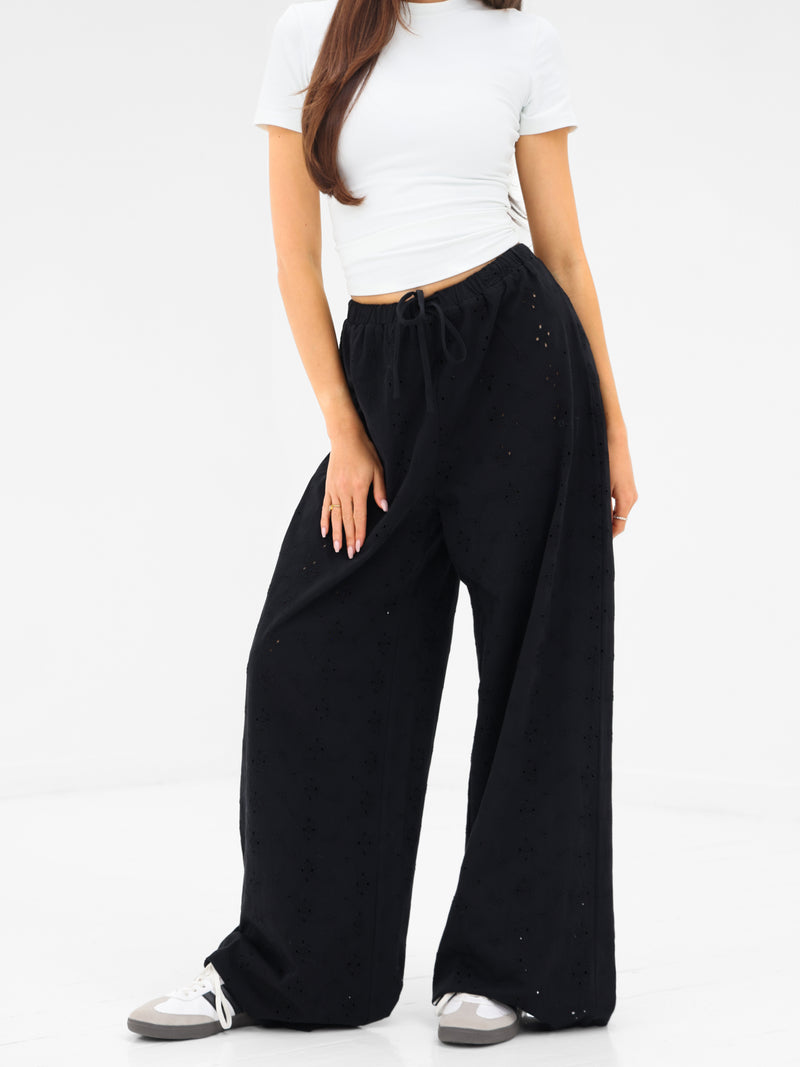 Amina Wide Leg Trousers - Schwarz