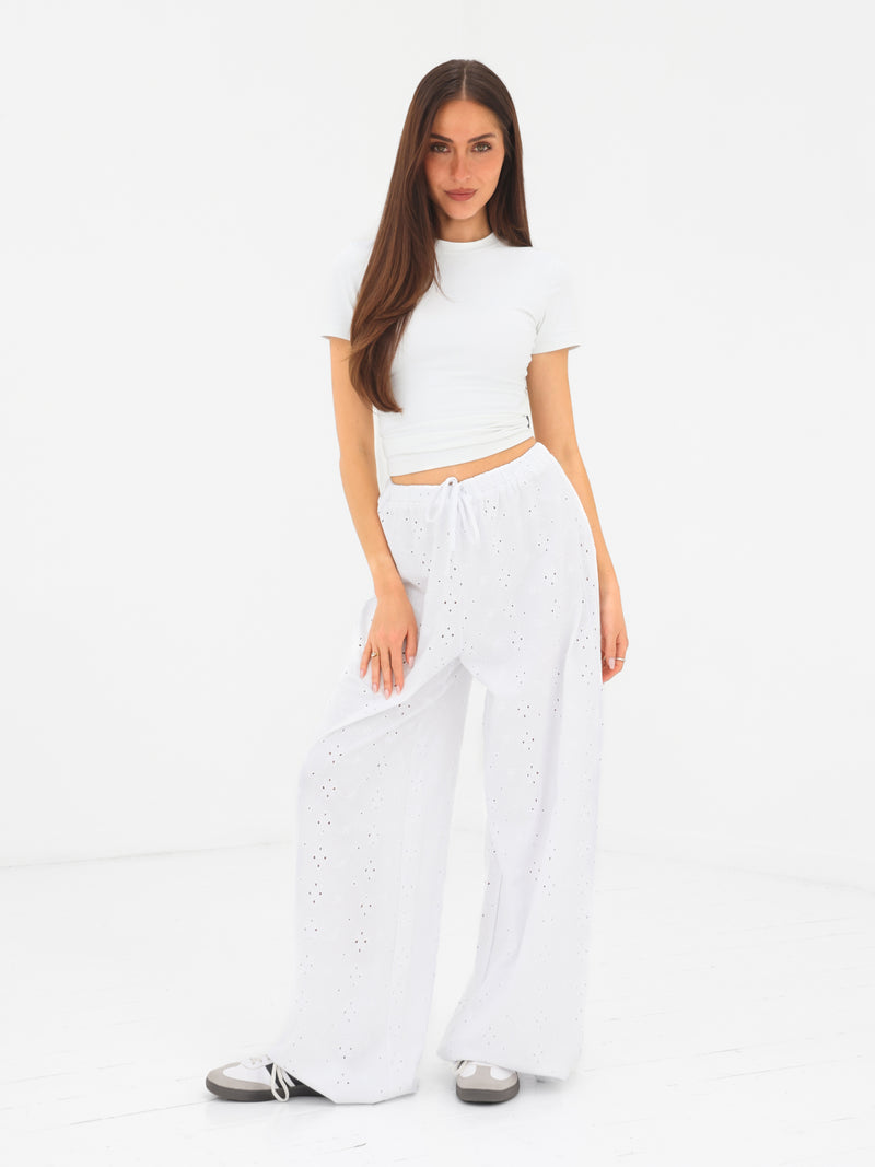 Amina Wide Leg Trousers - Weiß