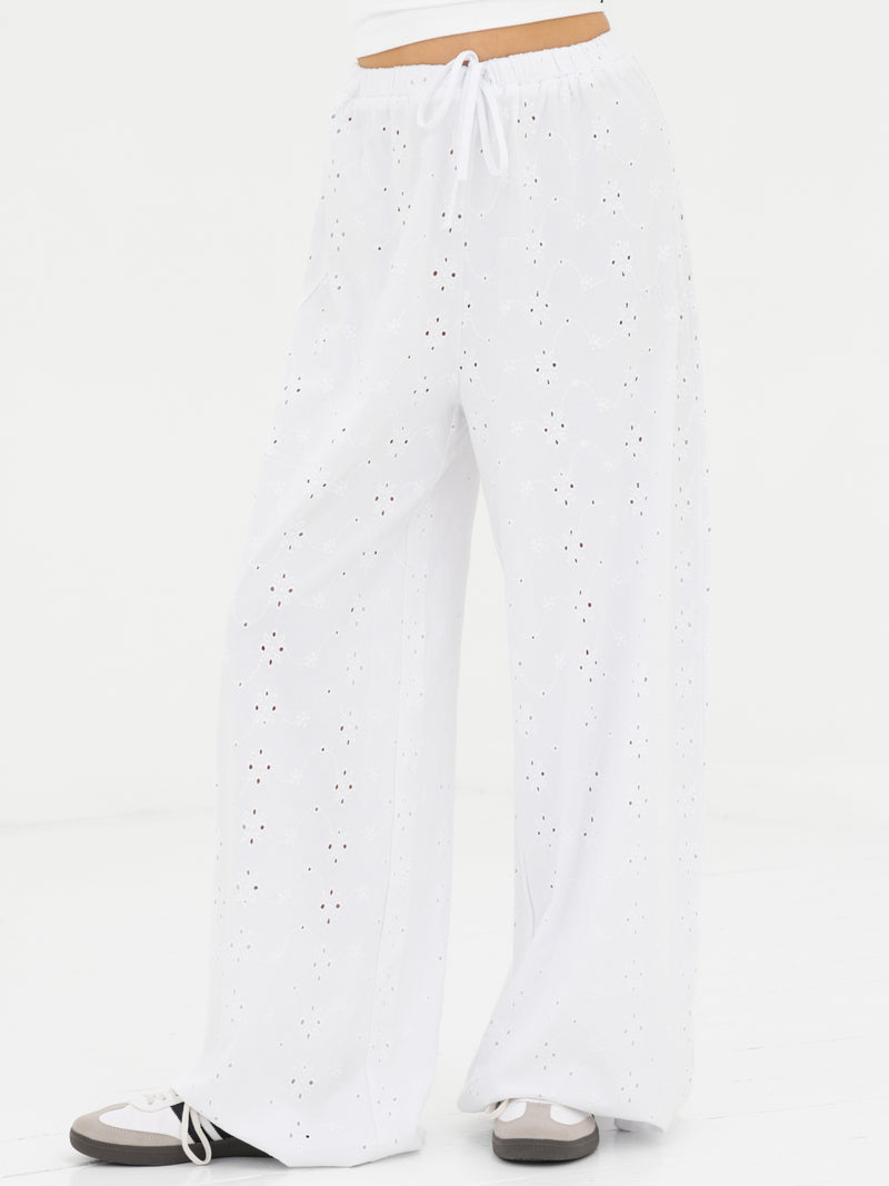 Amina Wide Leg Trousers - Weiß