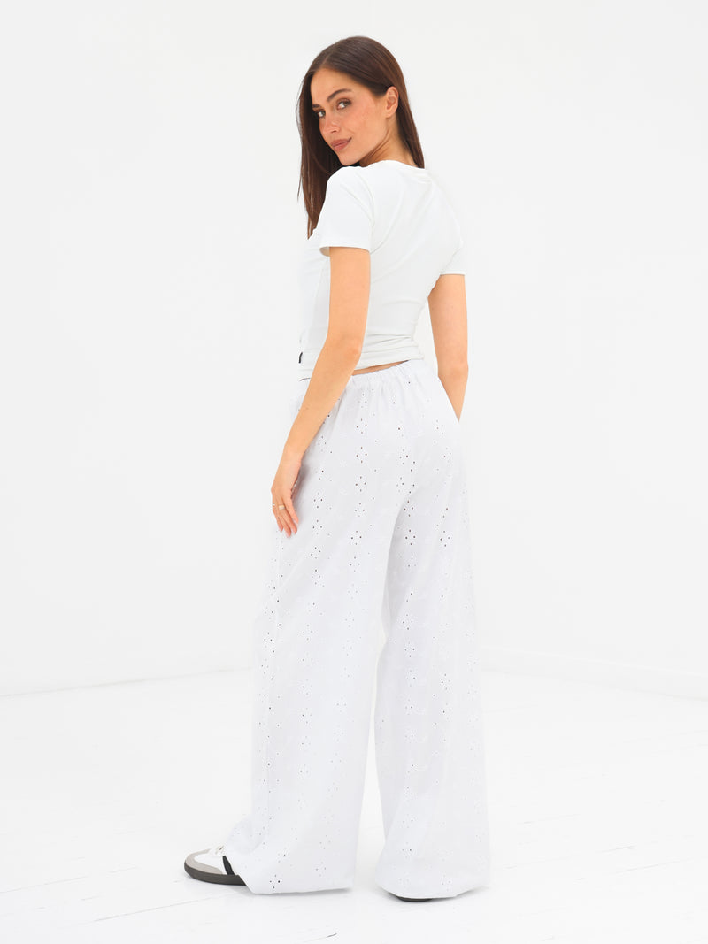 Amina Wide Leg Trousers - Weiß
