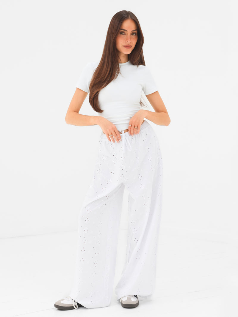 Amina Wide Leg Trousers - Weiß