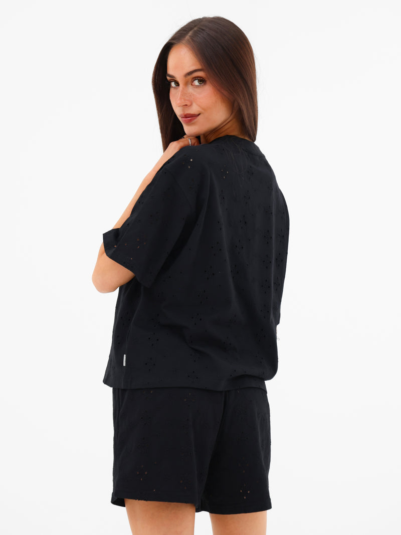 Amina Wide Leg Shorts - Schwarz