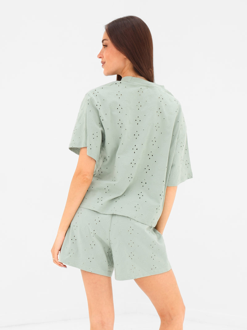 Amina Wide Leg Shorts - Salbei