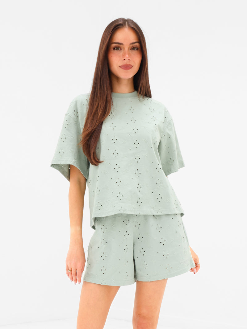 Amina Wide Leg Shorts - Salbei