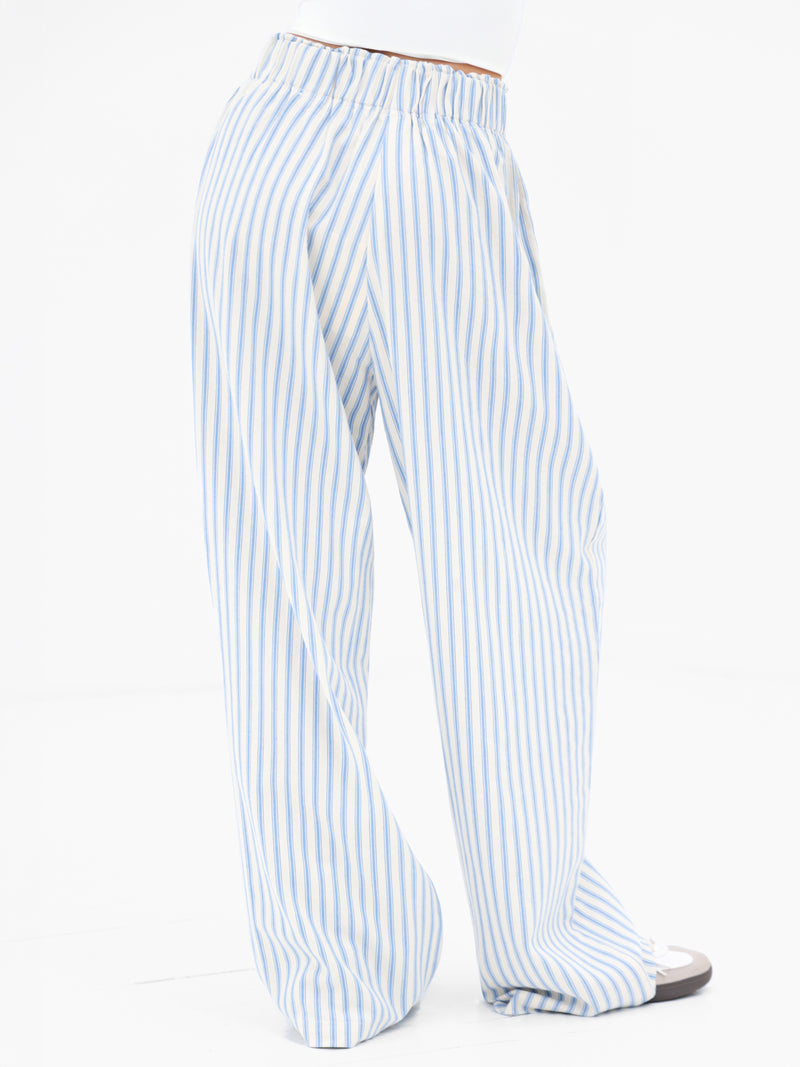 Lou Stripe Trousers - Mittelblau
