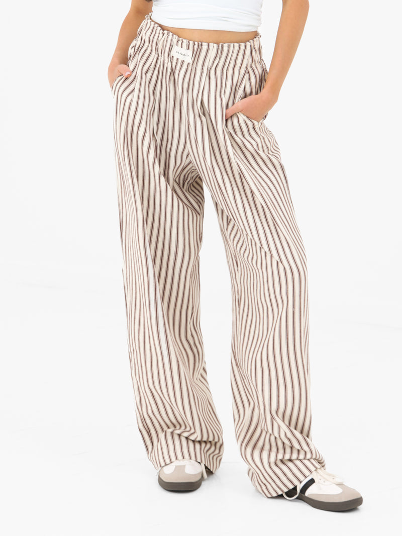 Lou Stripe Trousers - Kastanienbraun