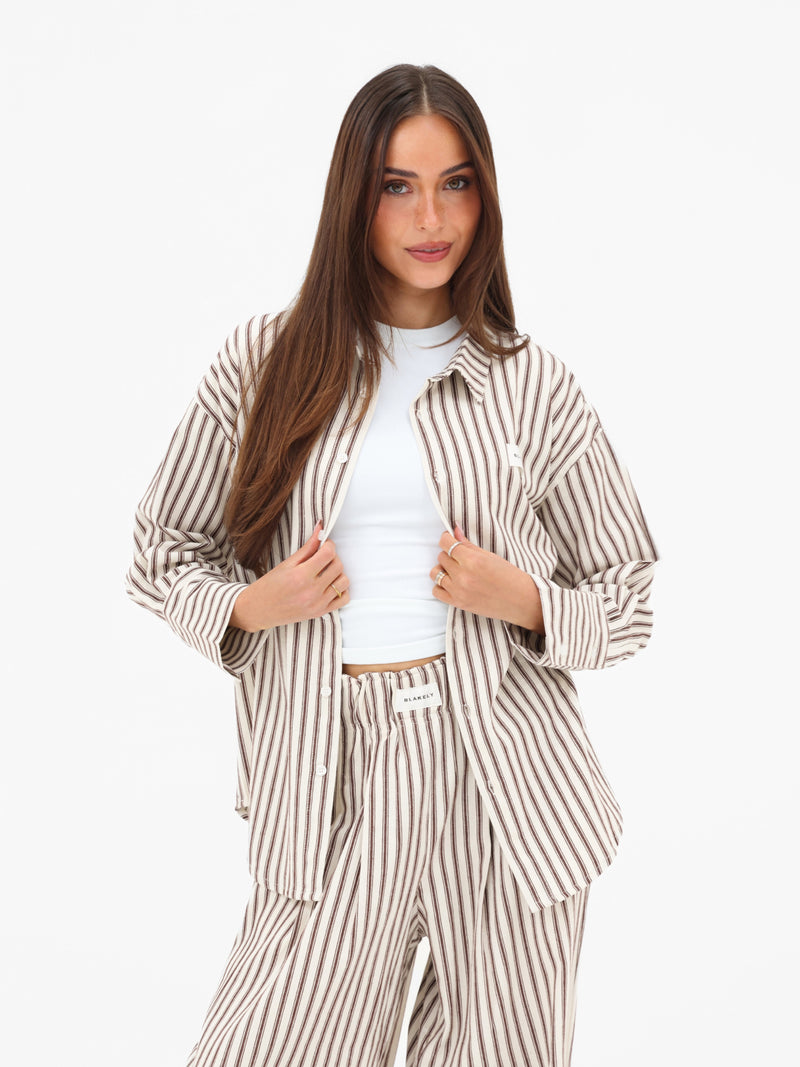 Lou Stripe Trousers - Kastanienbraun