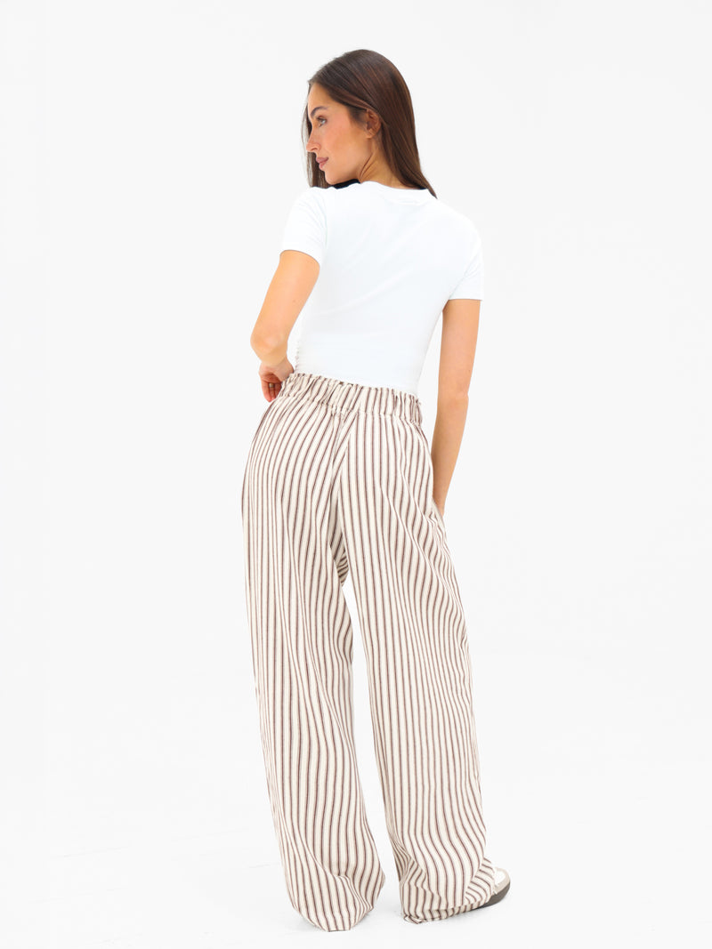 Lou Stripe Trousers - Kastanienbraun