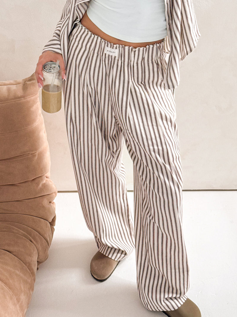 Lou Stripe Trousers - Kastanienbraun