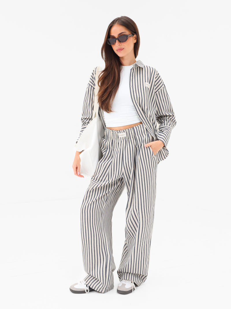 Lou Stripe Trousers - Dunkles Marineblau