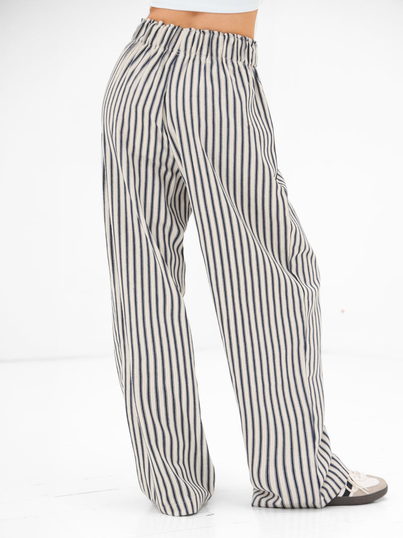 Lou Stripe Trousers - Dunkles Marineblau