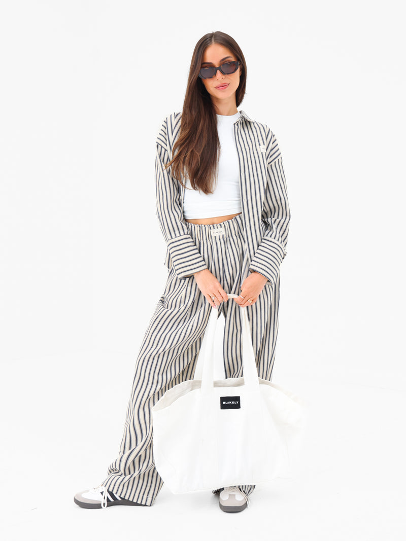 Lou Stripe Trousers - Dunkles Marineblau
