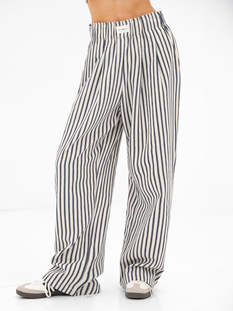 Lou Stripe Trousers - Dunkles Marineblau