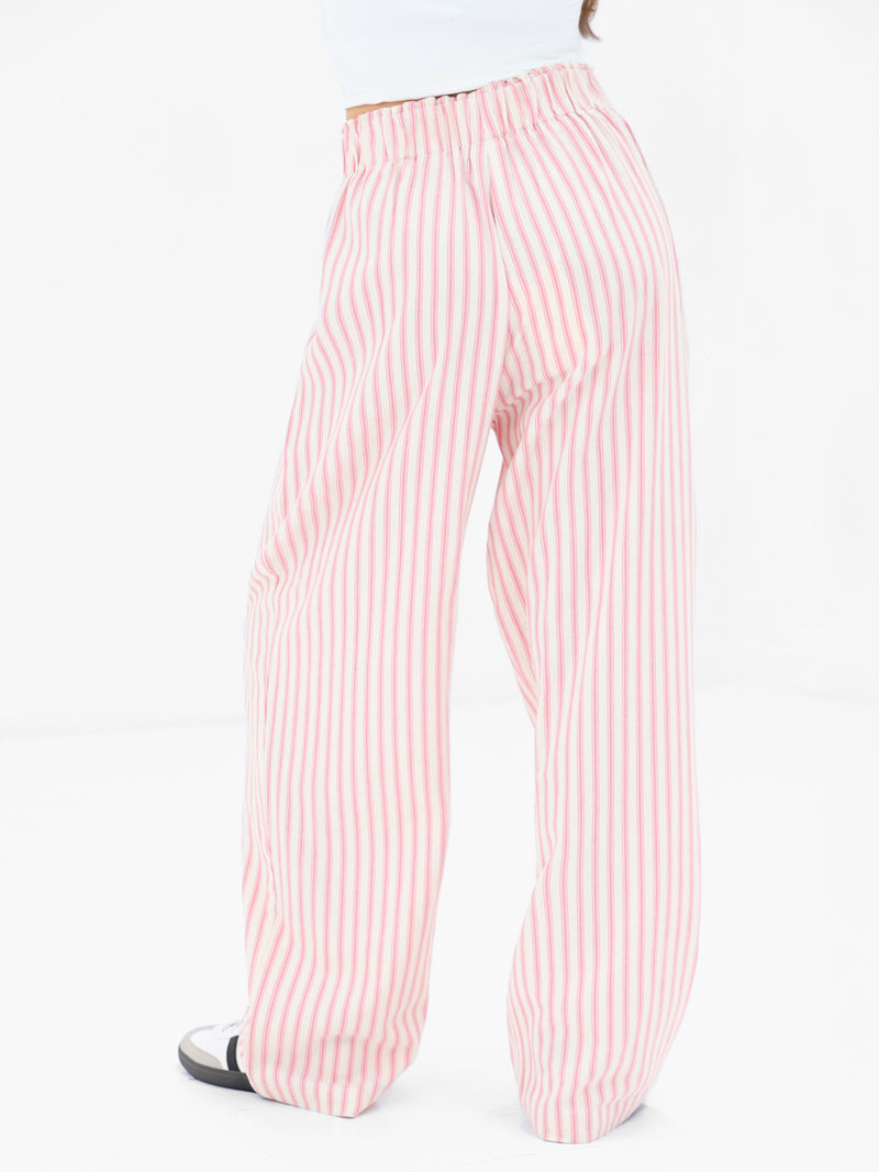 Lou Stripe Trousers - Warm Pink