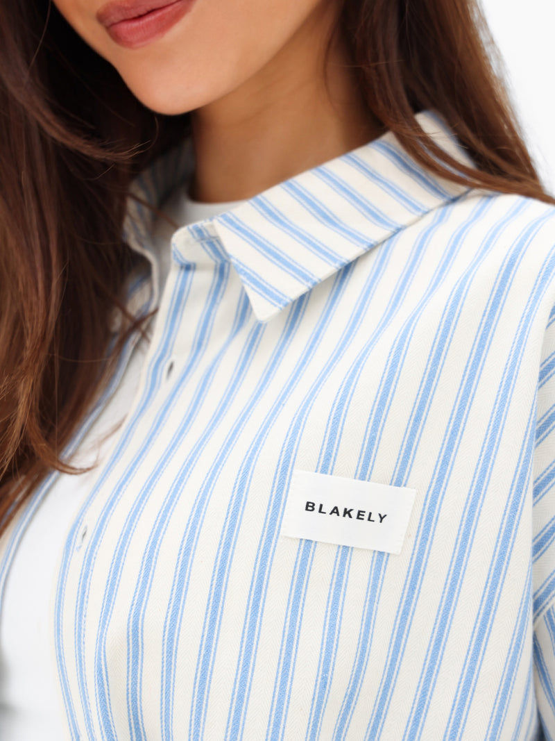 Lou Oversized Stripe Shirt - Middenblauw