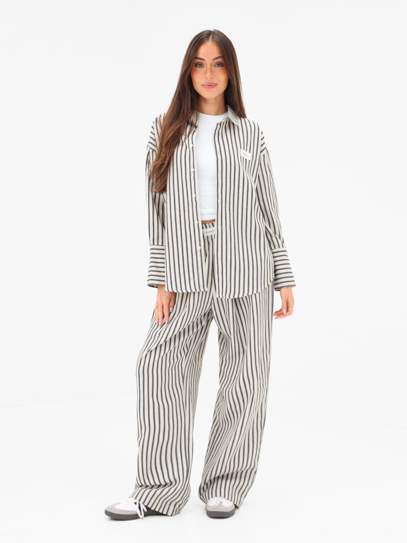 Lou Oversized Stripe Shirt - Donker Marine