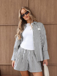 Lou Oversized Stripe Shirt - Dunkles Marineblau