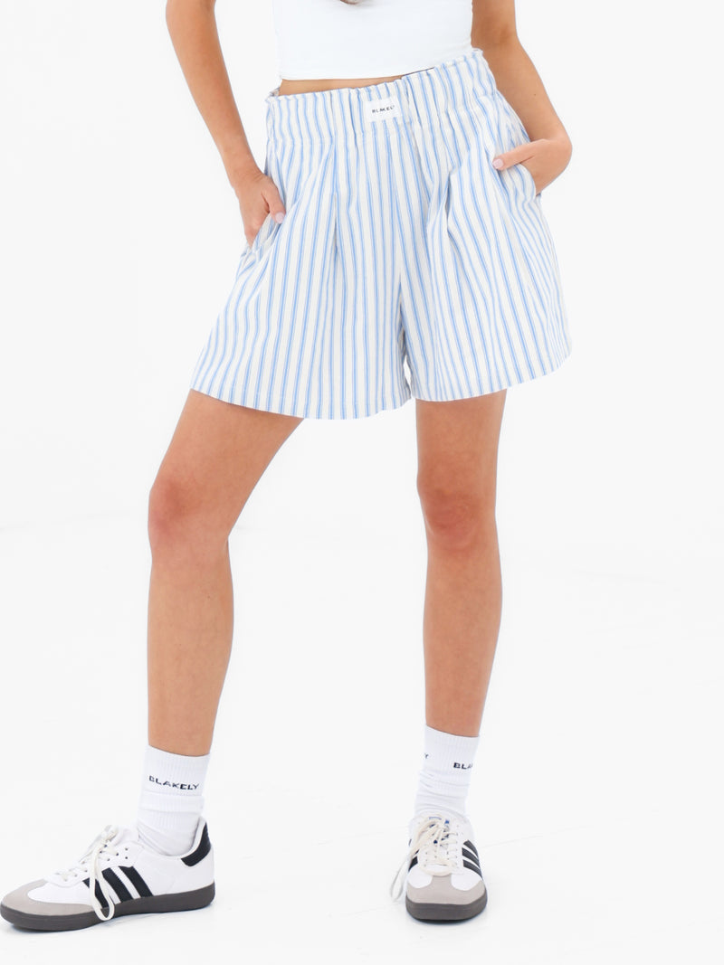 Lou Stripe Shorts - Mittelblau