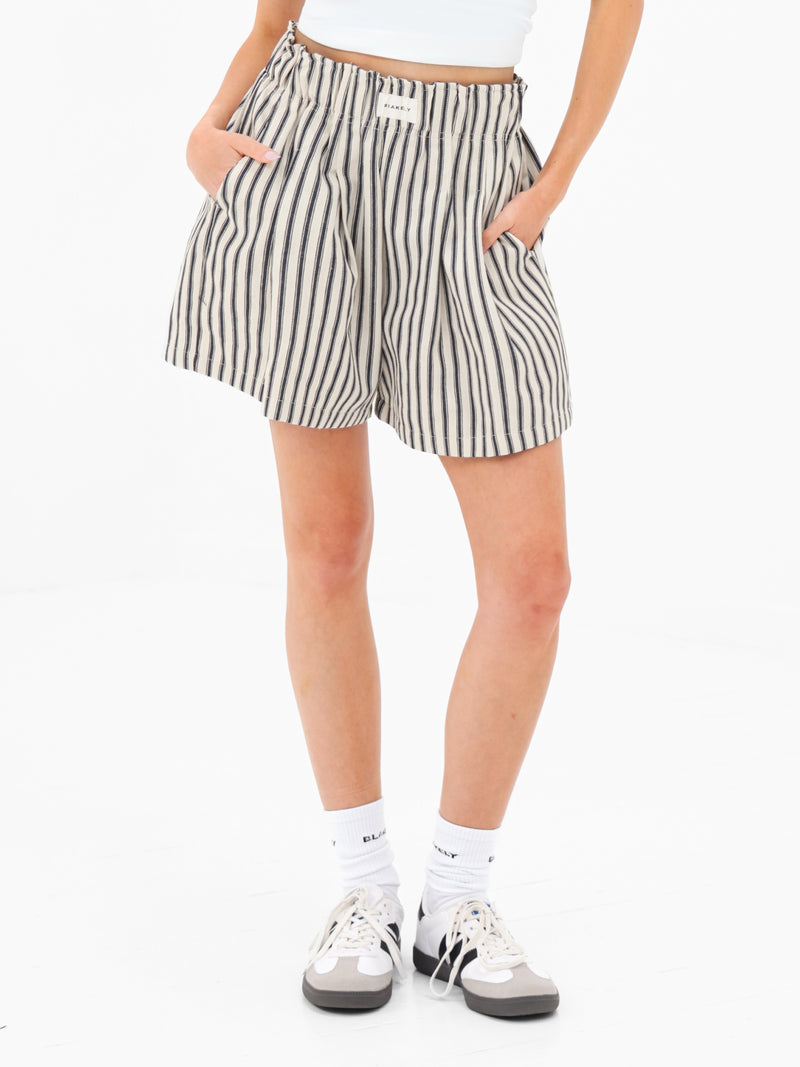 Lou Stripe Shorts - Dunkles Marineblau