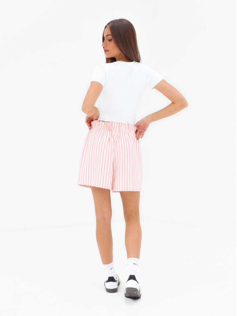 Lou Stripe Shorts - Warmes Rosa