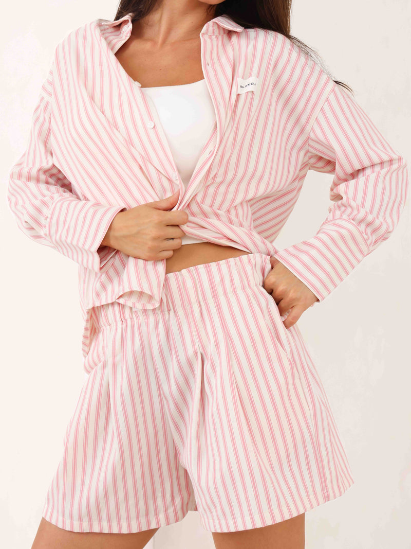 Lou Stripe Shorts - Warmes Rosa
