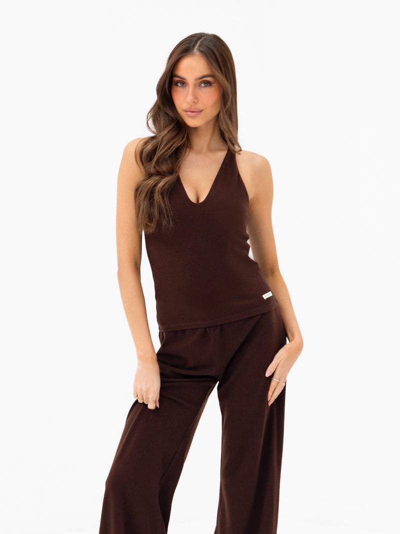 Nellie Wide Leg Trousers - Dunkelbraun