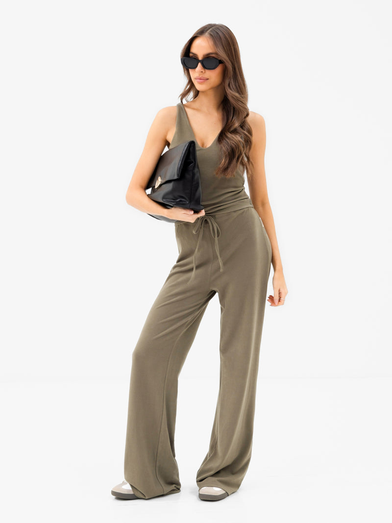 Nellie Wide Leg Trousers - Moosgrün