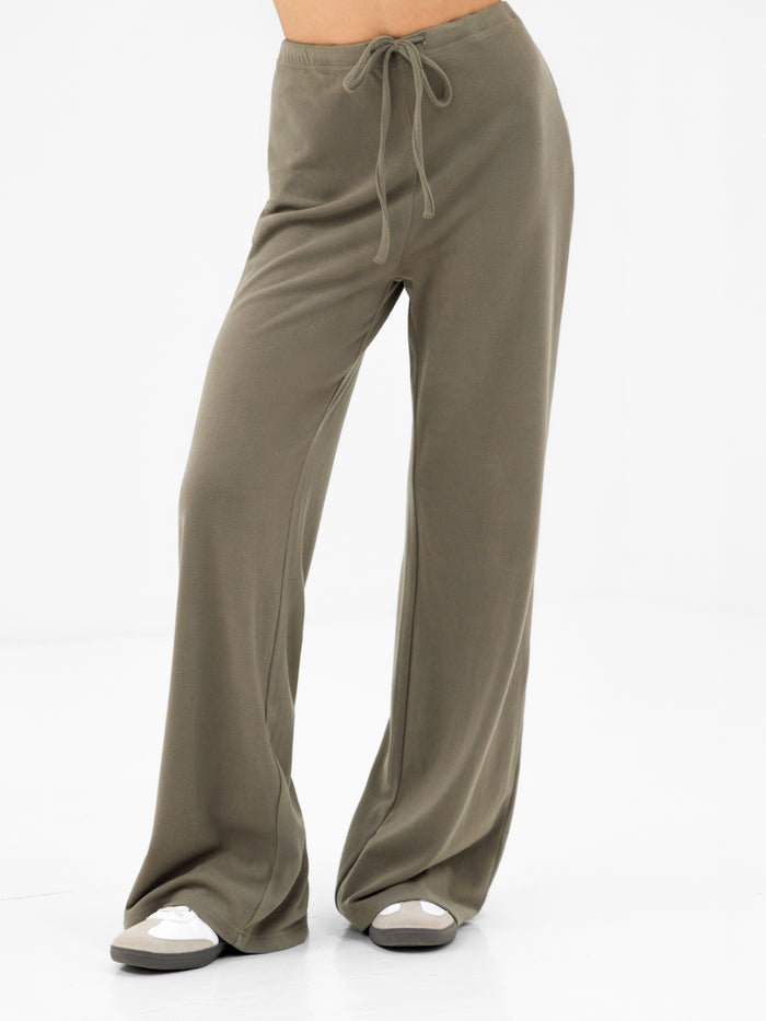 Nellie Wide Leg Trousers - Moss Green